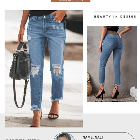 Stretch Crop Distressed Skinny Jeans - Picture 6 of 14